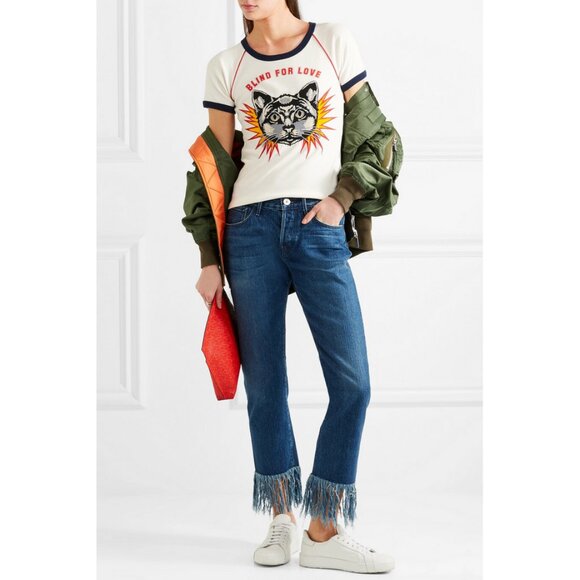 New 3x1 NYC High-Rise Straight Cropped Fringe Jeans in Lima Festival Boho - Picture 1 of 13